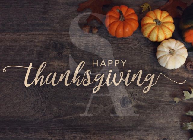 Happy Thanksgiving message on firm's logo
